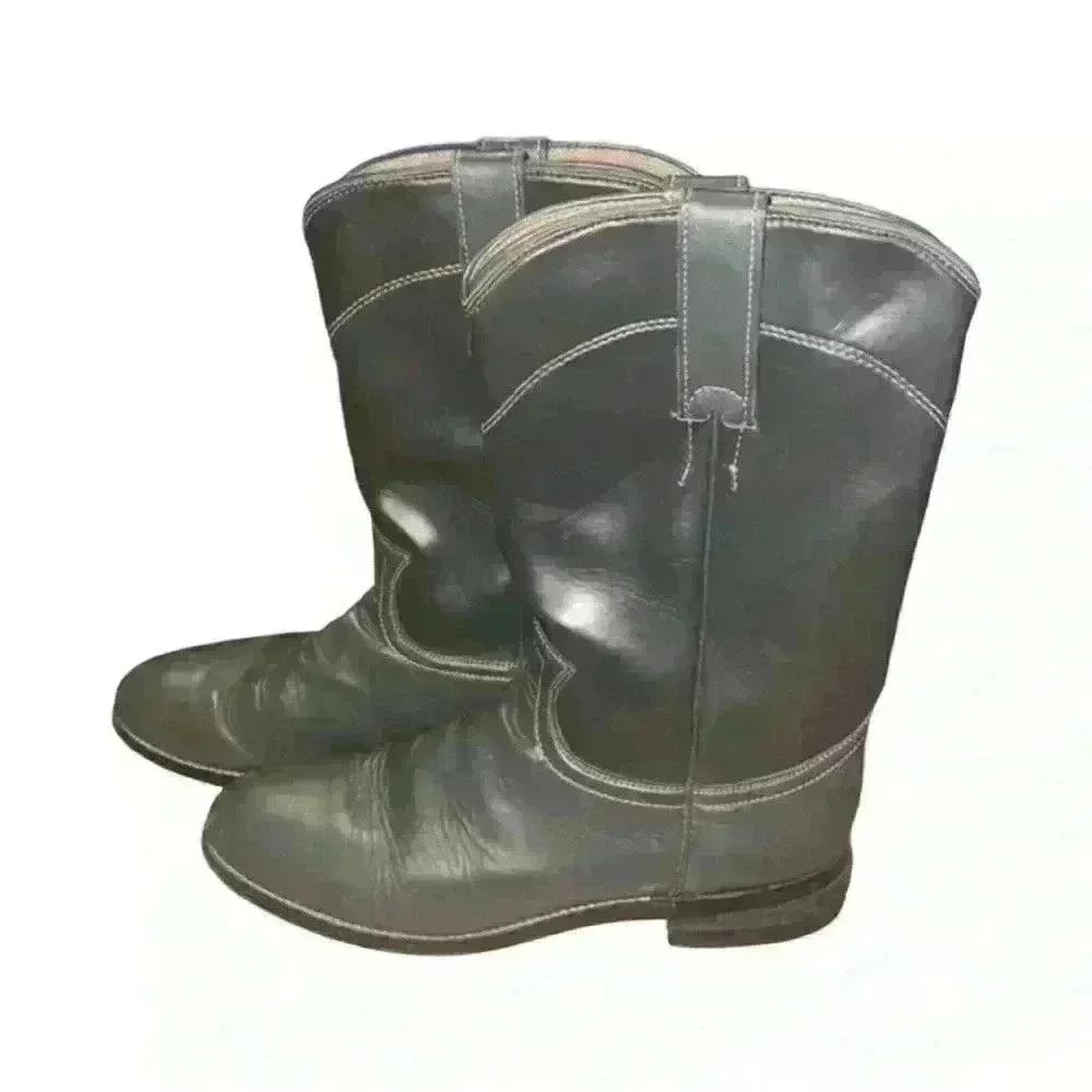 Diamond J men’s cowboy leather gray boots size 6.5
